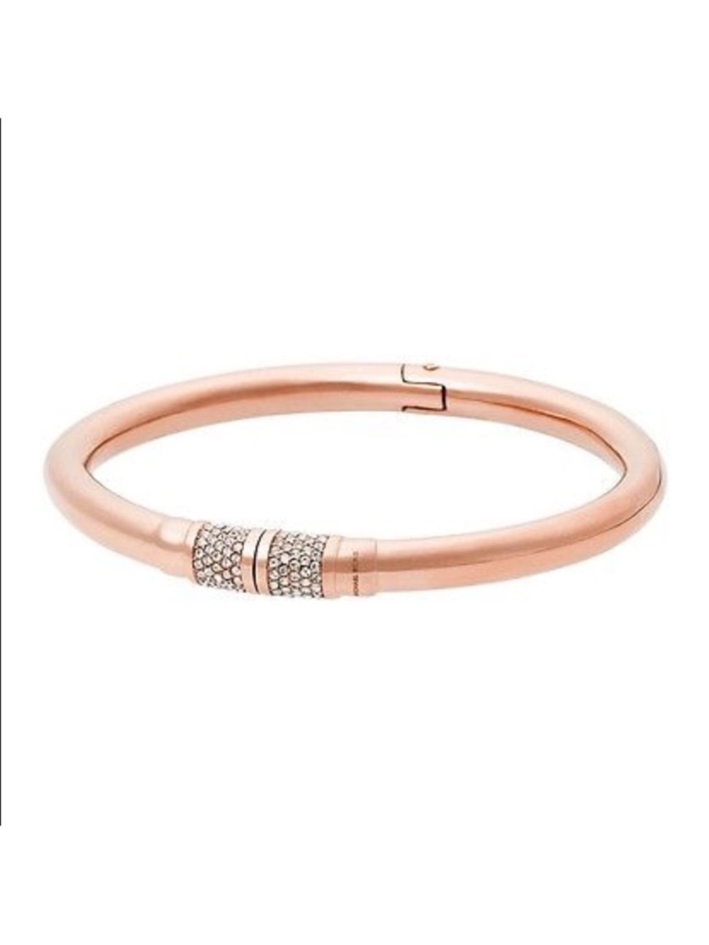 Michael Kors Rose Gold Tone Park Avenue Pave Hinged Bangle Bracelet